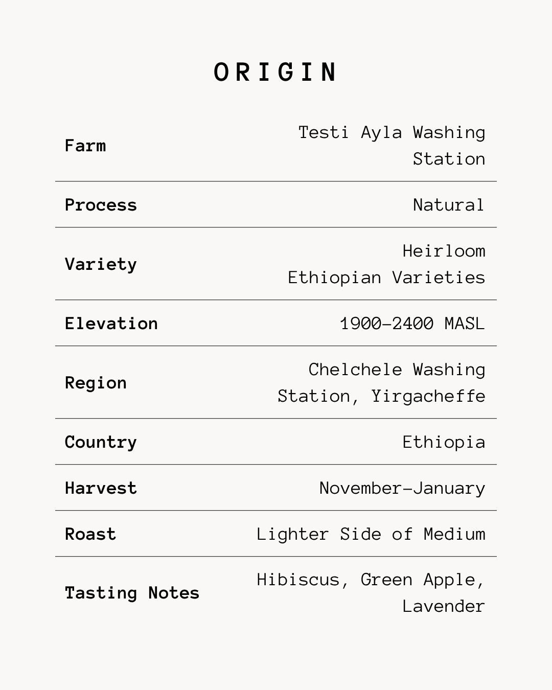 Origin - Ethiopia Single Origin